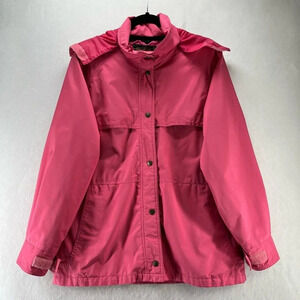 Eddie Bauer Jacket Womens Size S Parka Hoodie Full Zip Snap Long Sleeve VTG Pink